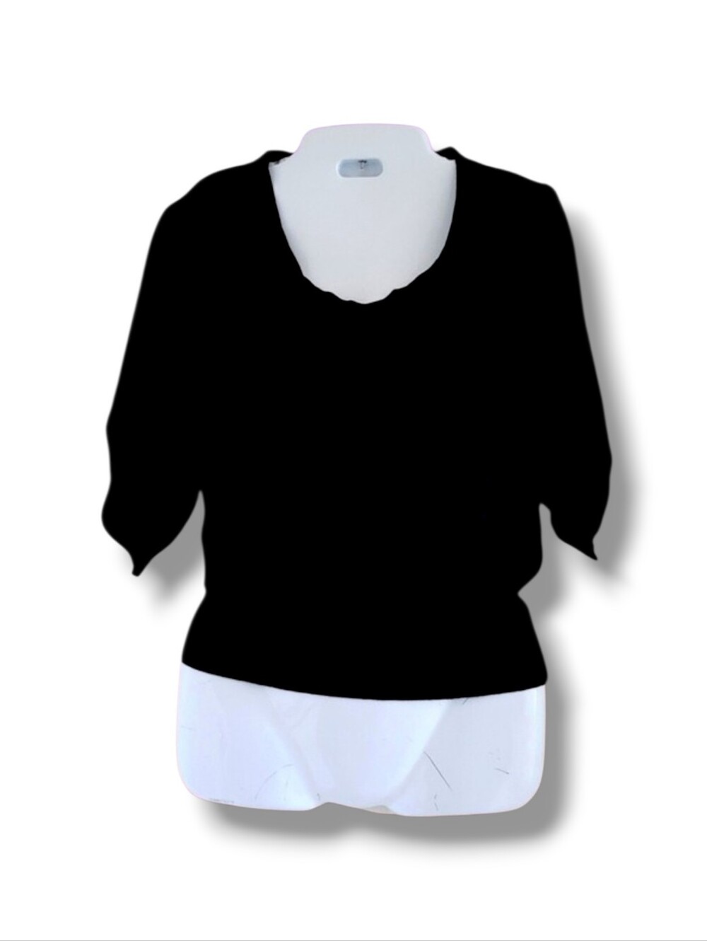Vila Milano | Cute Black 3/4 Ruched Sleeve Knit Sweater (SIZE S)